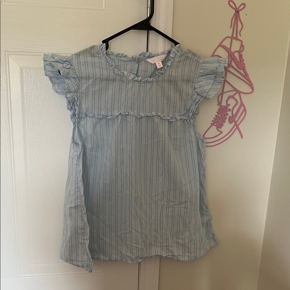 LC Lauren Conrad Light Blue Striped Blouse